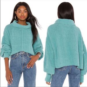 NWT Free People Be Yours Pullover in Emerald Aura knit Fall Cozy Sweater Size XS